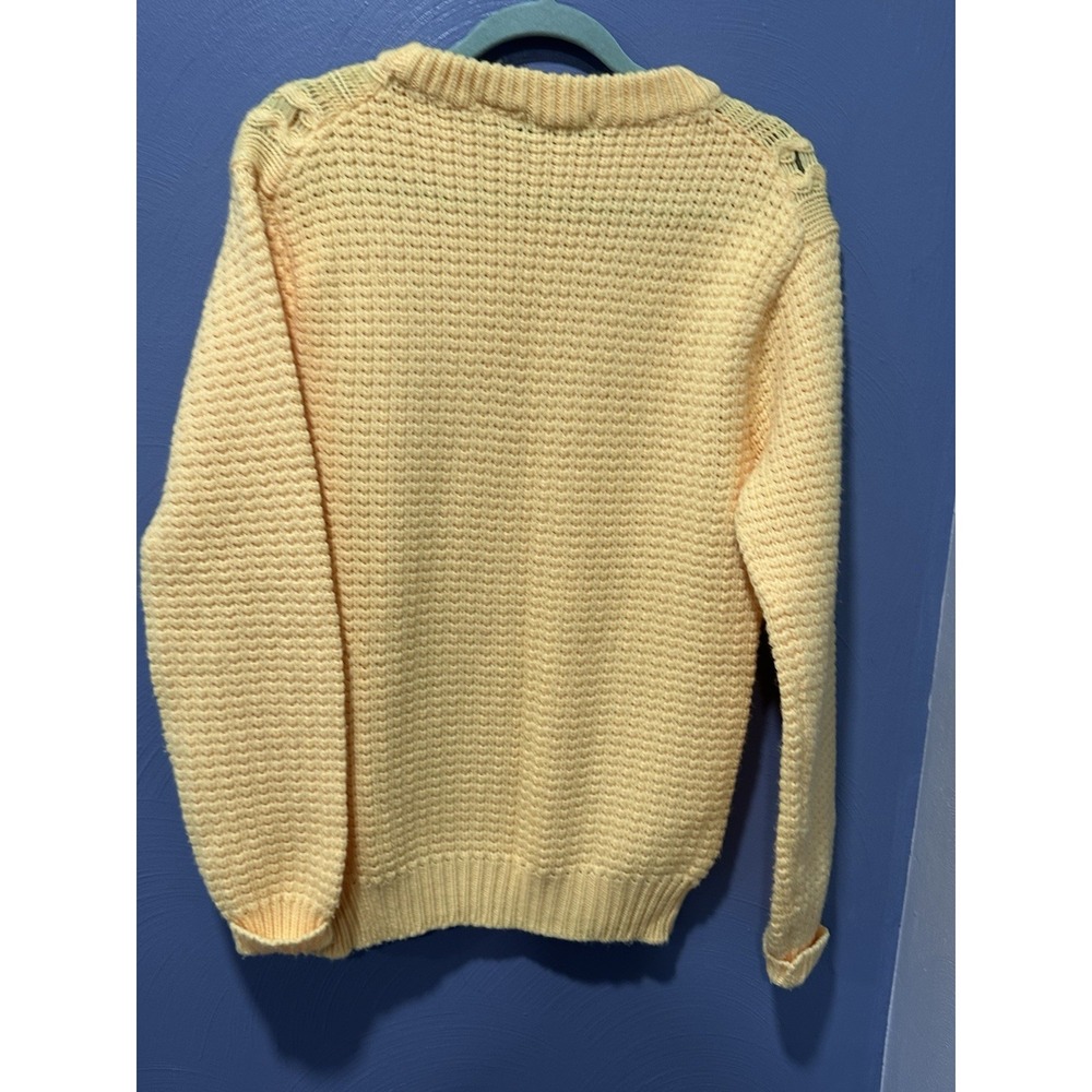 VTG  Astor One Cable Knit Sweater Women's M Oversized Yellow Pullover Fair Isle - Picture 11 of 11